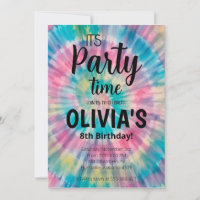Tie Dye Birthday Convite Rainbow Tie Dye Birthd