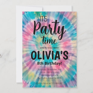 Tie Dye Birthday Convite Rainbow Tie Dye Birthd