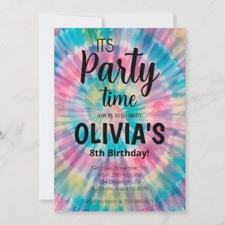 Tie Dye Birthday Convite Rainbow Tie Dye Birthd