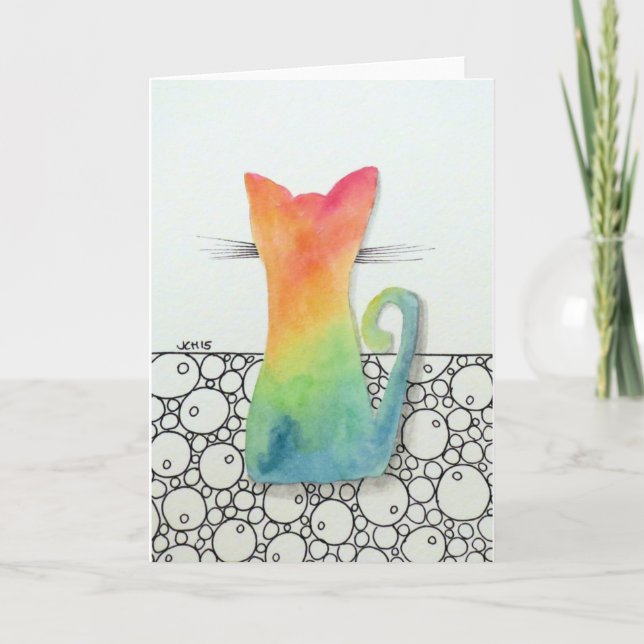 Tie Dye Cat com Cartão de Saudação de Bolhas (Frente)