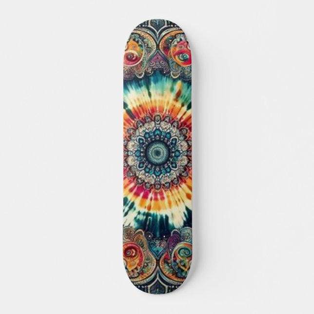 Tie-Dye Círculos Psicodélicos skate (Frente)