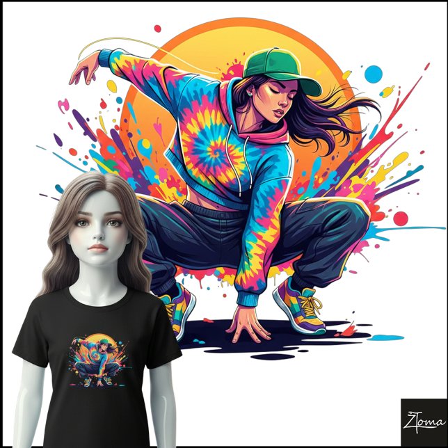 Tie-Dye Dancer Crouch Pose Splatter Art (Criador carregado)