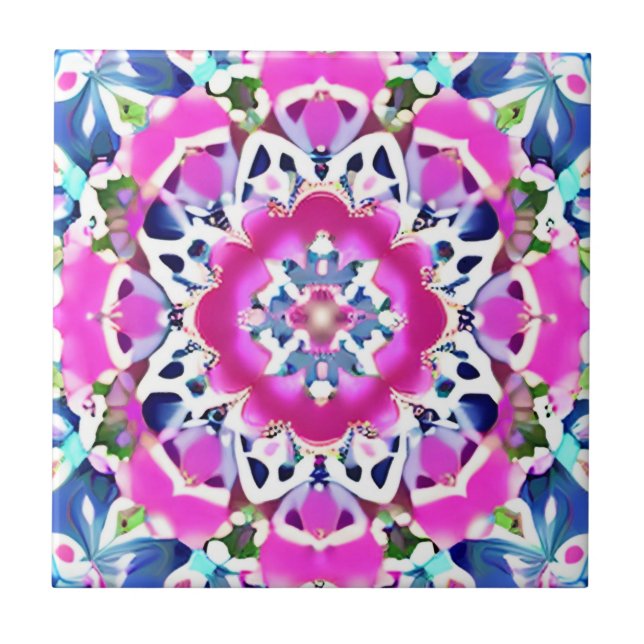 Tie Dye Mandala Padrão Denim Azul e Rosa (Frente)