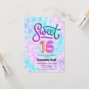 Tie Dye Sweet 16 convites