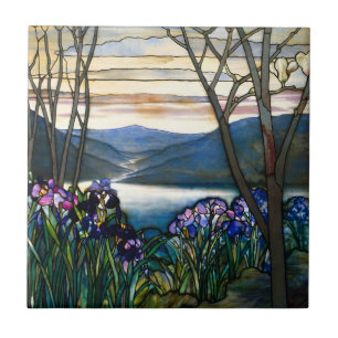 tiffany azulejo paisagem colorido da montanha