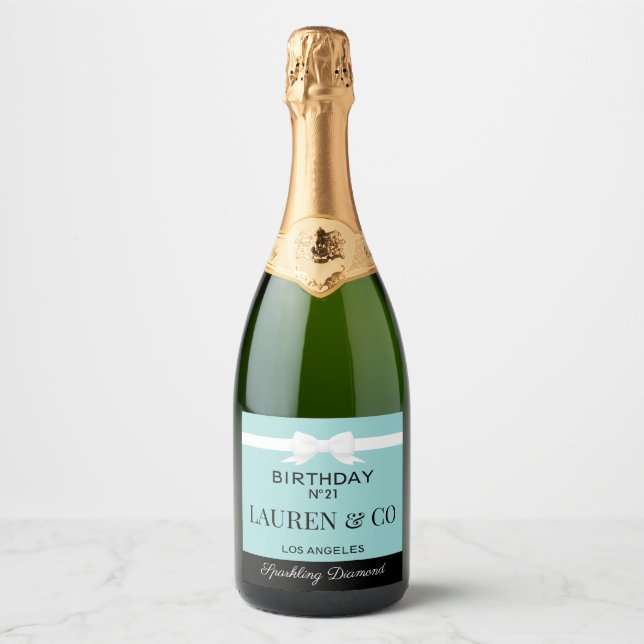 Tiffany Inspired Birthday Beverage Bottle Label  (Frente)