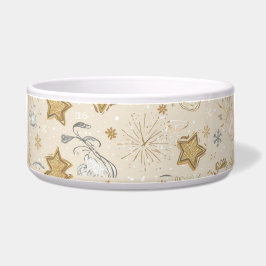 Tigela 2026 New Year Cat Bowl – Gold Stars & Paw Prints