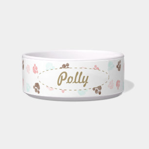 Tigela A pata imprime o bebê personalizado gato do Mocha