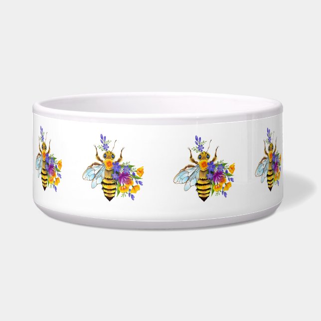 Tigela Abeja flor com plantas silvestres (Frente)