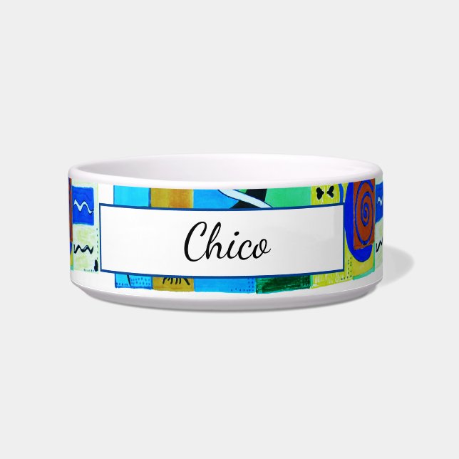 Tigela Abstrato Azul Moderno e Branco Matisse (Frente)