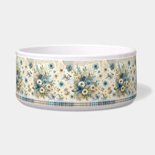Tigela Abstrato brilhante azul e branco florais trincheir