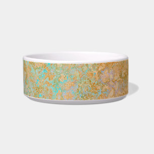 Tigela Abstrato de Álcool Patina Azul Dourado e Turquesa