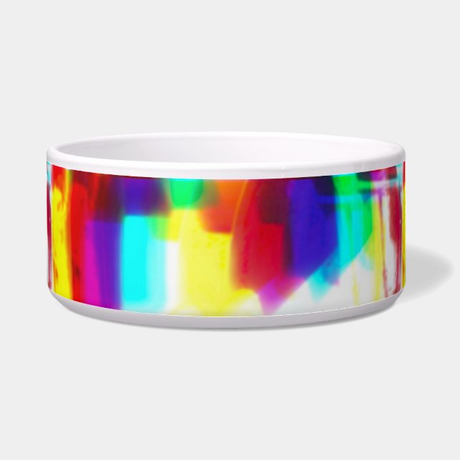 Tigela Abstrato Popart Primário Rainbow Cerâmica Pet Bowl (Frente)