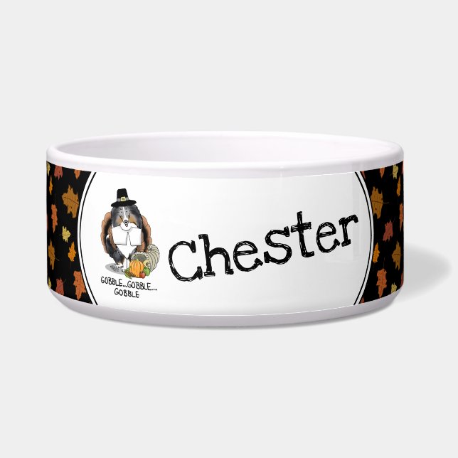 Tigela Ação de Graças Shetland Sheepdog (Blue Merle) Engr (Frente)