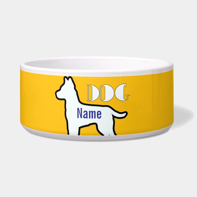 Tigela Adicionar o nome do cão Pet Amarelo (Frente)