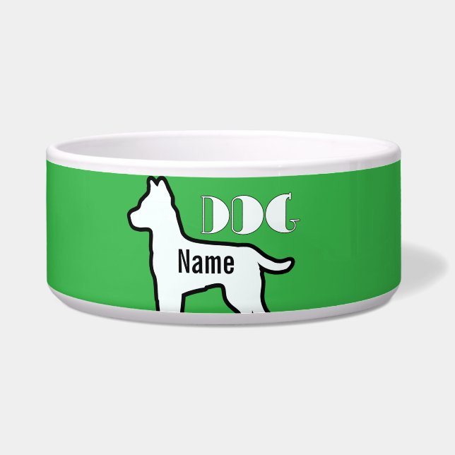 Tigela Adicionar Pet Verde do Nome do Cachorro (Frente)