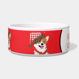 Tigela Adorável Cachorrinho de Natal Usando Chapéu de Pap