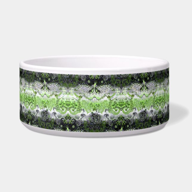 Tigela Agender Dragon Damask - Agender Pride Flag Cores (Frente)