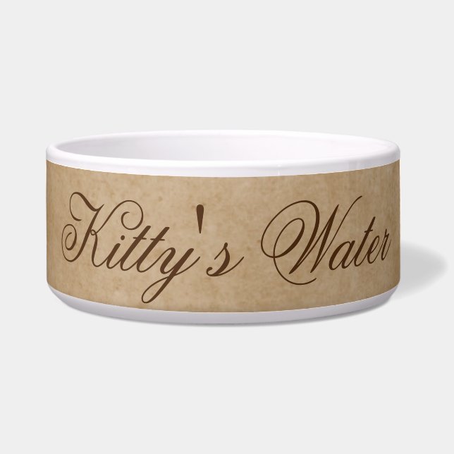 Tigela Água gatinho | Xarope de água de textura castanha (Frente)