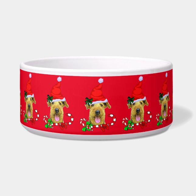 Tigela Airedale Terrier Christmas (Frente)