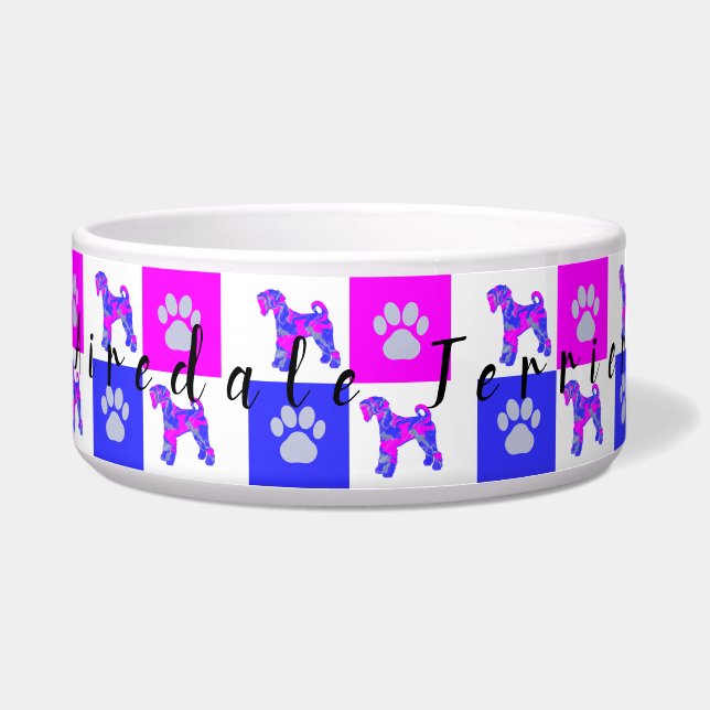 Tigela Airedale Terrier Dog & Paw Crazy Hot Pink Bowl (Frente)