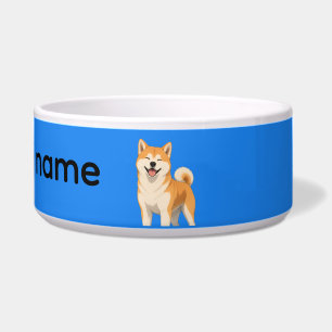 Tigela Akita Feliz-Anime e nome de cachorro personalizado