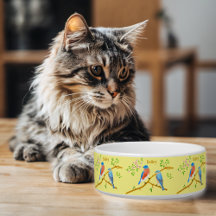 Tigela Amarela para Gato ou Cachorro de Pássaros A