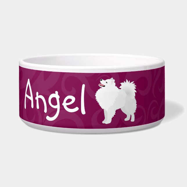 Tigela American Eskimo Dog Customable Dog Bowl 2 (Frente)