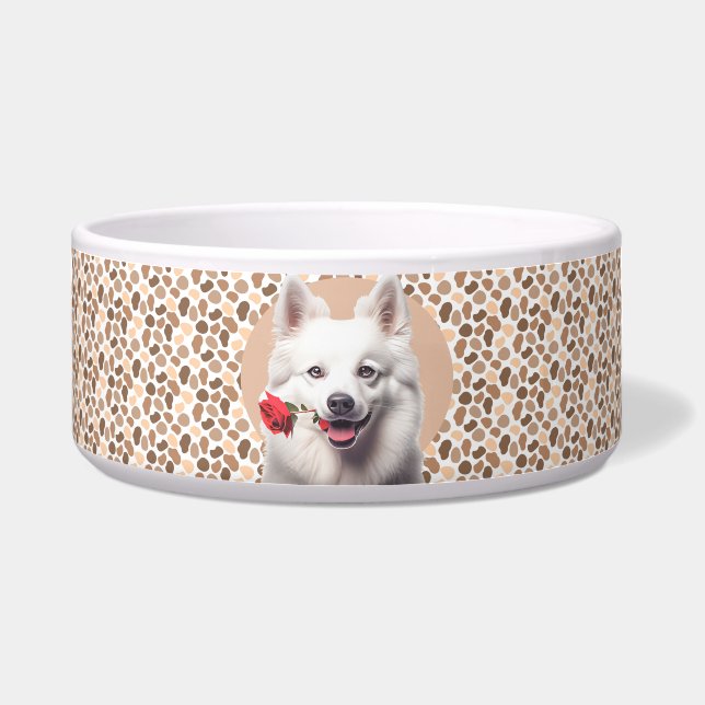 Tigela American Eskimo Personalize Photo & Name Dog Bowl (Frente)