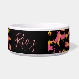 Tigela Animal Cor-de-rosa Padrão Nome Preto