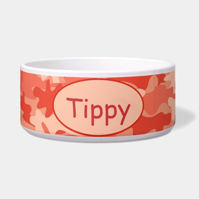 Tigela Animal de estimação alaranjado do costume de Camo (Frente)
