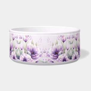 Tigela Aquarela Púrpura Cerâmica Floral Pet Bowl