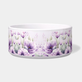Tigela Aquarela Púrpura Cerâmica Floral Pet Bowl
