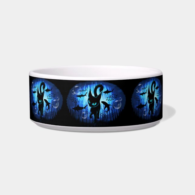 Tigela Aquático - Gato Surreal na Fantasia do Oceano Prof (Frente)