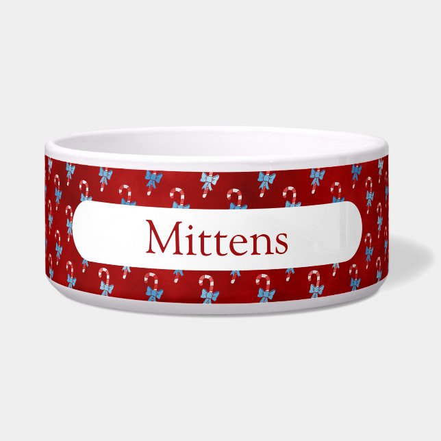 Tigela Arco Azul Canudo de Doces Vermelho Natal Feriado (Frente)