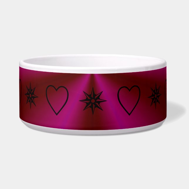 Tigela arco-íris em berço e rosa com estrelas e corações (Frente)