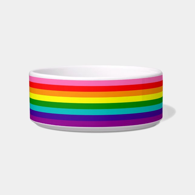 Tigela Arco-Íris LGBT gay bandeira Cerâmica Pet Bowl (Frente)