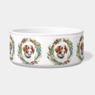 Tigela Aroca de Natal do Brittany Spaniel Cãozinho Festiv