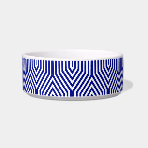 Tigela Art deco geométrico - azuis cobaltos e branco