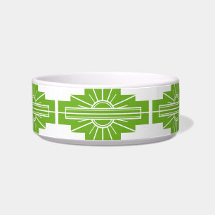 Tigela Art Deco Sunburst Patterno em White e Limão Bowl