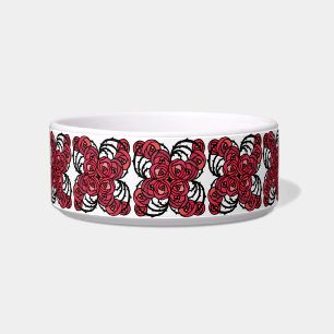 Tigela Art Nouveau Floral, vermelho e rosa preto, design