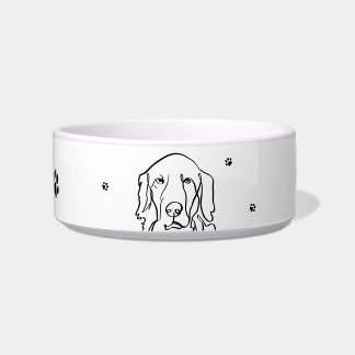 Tigela Arte de Linha de Retriever de Ouros Personalizável