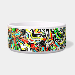 Tigela Arte Fantástica de Esboço - Flores de Abstrato 3