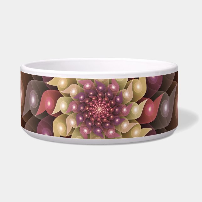 Tigela Arte Fractal Moderna Abstrato de Flor Shiny Surrea (Frente)