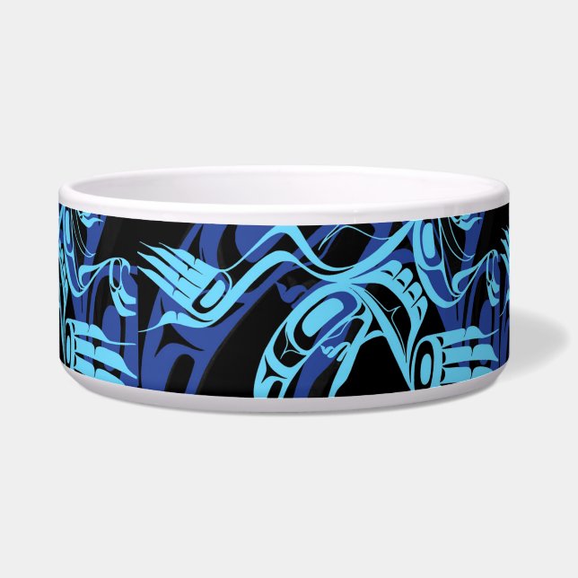 Tigela Arte Nativa Do Pássaro Negro Azul-Águia (Frente)