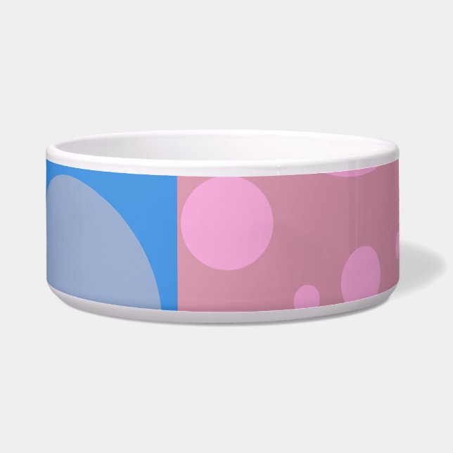 Tigela Arte Pink Dot Grande Pet Bowl de Pontos Azuis (Frente)