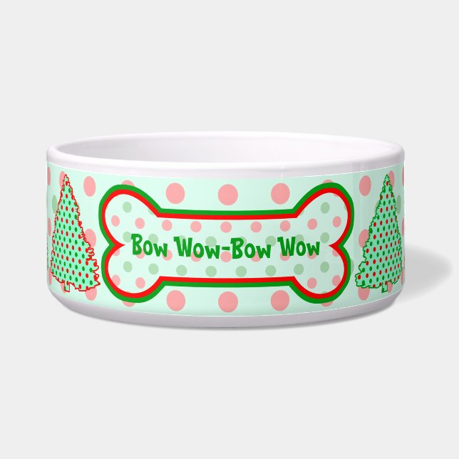 Tigela Árvore Bolinhas Vermelha e Verde (Frente)