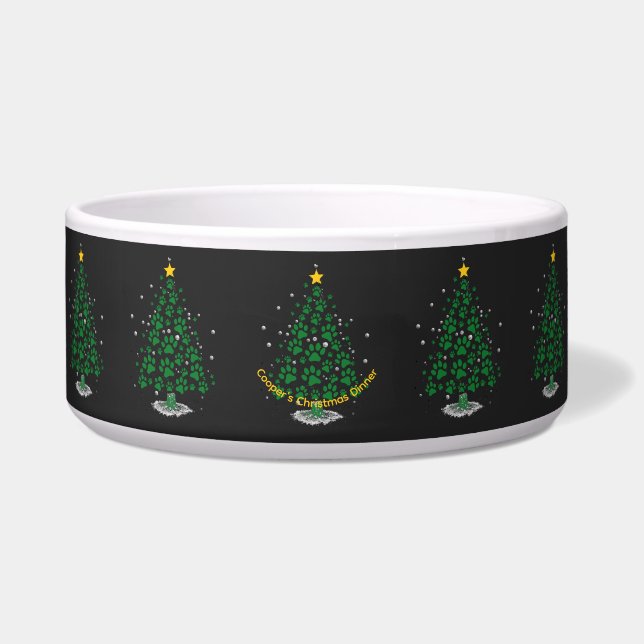 Tigela Árvore de Natal com Pegada de Pata de Amante de Ca (Frente)