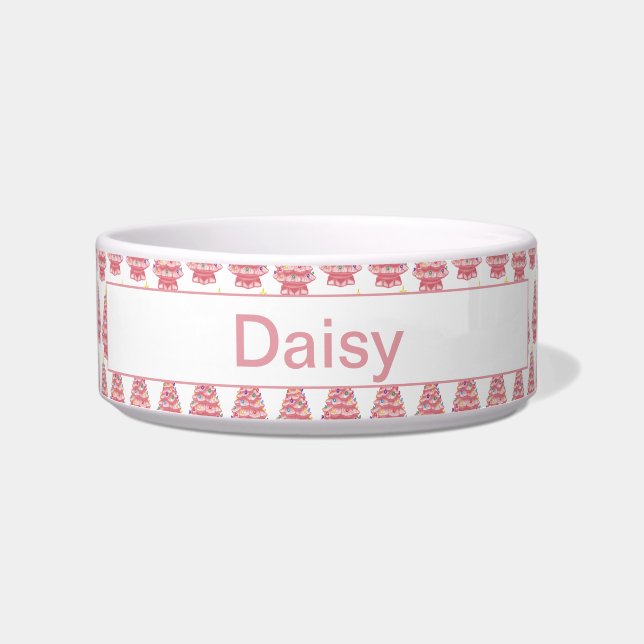 Tigela Árvores Xmas Cerâmicas, Cor-de-rosa, personalizada (Frente)