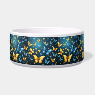 Tigela Asas de alegria: Borboletas voadoras azuis e amare